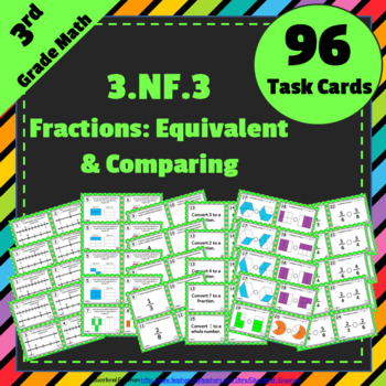 Preview of 3.NF.3 Task Cards ★ Equivalent Fractions and Comparing Fractions 3rd Grade Math