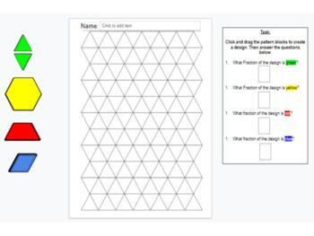 Preview of 3.NF.A.1 Fractions w/Pattern Blocks Lesson w/Interactive Independent Practice
