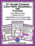 3.NF {CCSS MATH VOCABULARY POSTERS} {WORD WALL} {MATH JOURNALS}