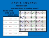 3 NOTE SQUARES - TREBLE CLEF ... one step closer to readin