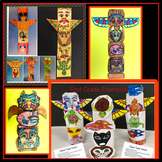 Northwest Coast 3/D Paper Totem Poles. Native American Cut and Paste Craft