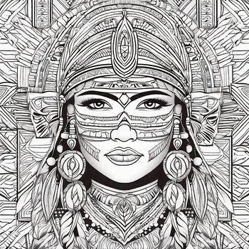 Preview of 3 Native American Women Adult Coloring Pages