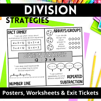 Preview of Division Strategies Worksheet & Repeated Subtraction Division