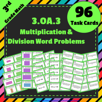 Preview of 3.OA.3 Task Cards ★ Multiplication and Division Strategies and Word Problems