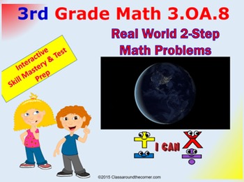 Preview of 3.OA.8 Grade 3 Math Interactive Test Prep– Real-World, Two-Step Word Problems