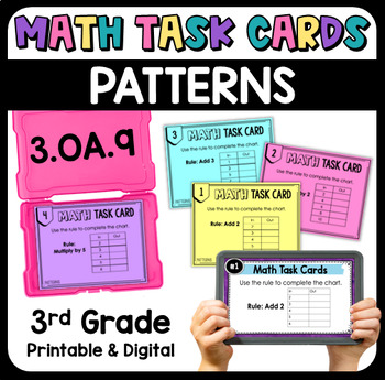Preview of Patterns Math Task Cards with Digital 3.OA.9