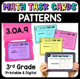 Patterns Math Task Cards with Digital 3.OA.9