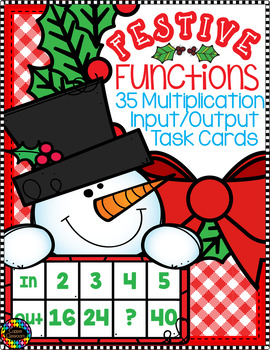 Preview of 3.OA.9 Christmas Function Tables Input Output Multiplication Task Cards