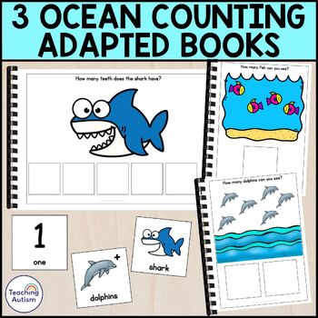 Preview of 3 Ocean Counting Adapted Books for Special Education | Ocean Math Activities