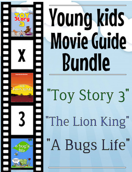 Preview of 3 Pack Bundle - Grades 1, 2 and 3 - Movie Guide Questions + Activities