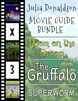 Preview of 3 Pack Bundle - Julia Donaldson Movie Guide Questions + Activities