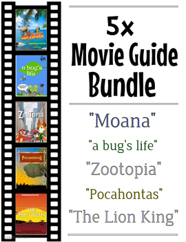 5 Pack Bundle - Disney Movie Guide Questions + Activities - Answer Keys Included