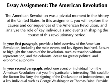 american revolution 5 paragraph essay