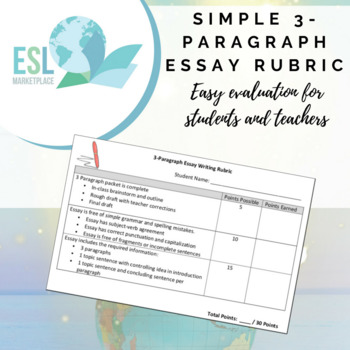Preview of Simple 3-Paragraph Essay Rubric for ELLs