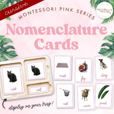 CURSIVE Montessori Nomenclature 3 Part Card, Pink Series, 
