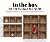 3 Photo Templates with Empty Cardboard Boxes, PNG Files, I