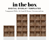 3 Photo Templates with Empty Cardboard Boxes, PNG Files, I