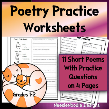 3 Poetry Practice Worksheets for Onomatopoeia, Alliteration, Rhyme, and ...