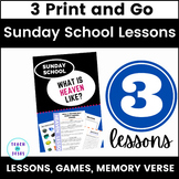 3 Print and Go Sunday School Lessons - Bible Lesson Bundle
