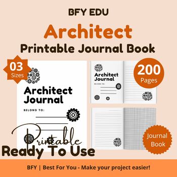 Preview of 3 Printable Architect Journal 8.5''x8.5''-6''x9''-8.5″ x 11″ 200 pages