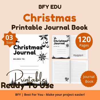 Preview of 3 Printable Christmas Journal 8.5''x8.5''-6''x9''-8.5″ x 11″ 120 pages