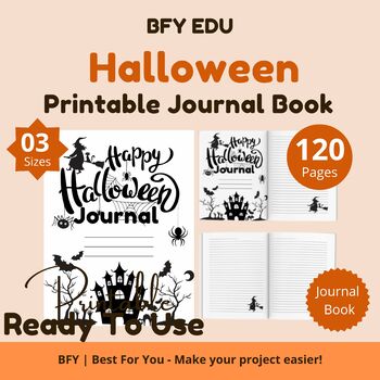 Preview of 3 Printable Halloween Journal 8.5''x8.5''-6''x9''-8.5″ x 11″ 120 pages