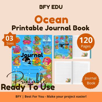 Preview of 3 Printable Ocean Journal 8.5''x8.5''-6''x9''-8.5″ x 11″ 120 pages