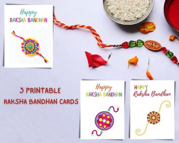 Preview of 3 Printable Raksha Bandhan Cards | 3 Printable Rakhee Cards for siblings