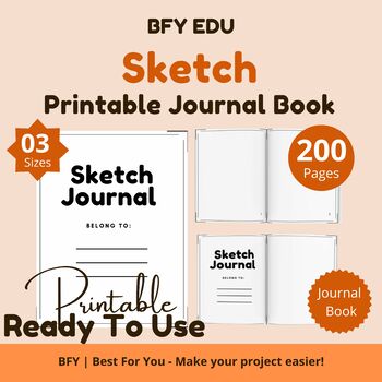 Preview of 3 Printable Sketchbook Journal 8.5''x8.5''-6''x9''-8.5″ x 11″ 200 pages
