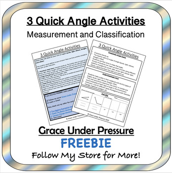 Preview of 3 Quick Angle Activities to Practice Measurement and Classification FREEBIE