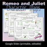 3 ROMEO AND JULIET Character Maps (Quiz, Worksheet, Review