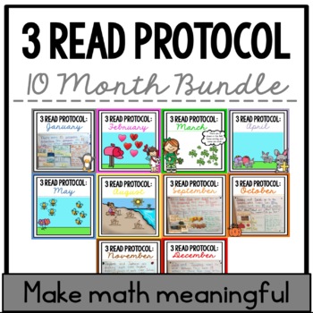 Preview of Solving Word Problems Using the 3 Read Protocol | Ten Month Bundle