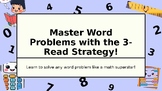 3-Read Strategy Word Problems Lesson | Step-by-Step Math Problem Solving PowerPo