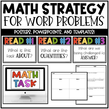 Preview of 3 Reads Math Strategy for Word Problems