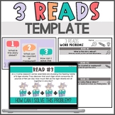 3 Reads | Math Word Problem Strategy | Template | Graphic 