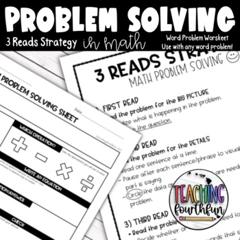 Preview of 3 Reads Math Word Problem Strategy and Template - Upper Grades 4th, 5th, 6th