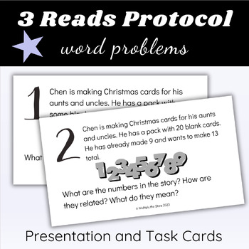 Preview of 3 Reads Protocol Math Word Problems Christmas Theme