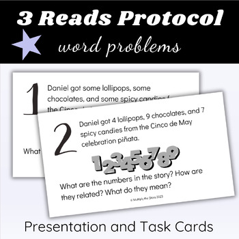 Preview of 3 Reads Protocol Math Word Problems Cinco de Mayo Theme