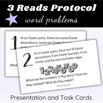 Preview of 3 Reads Protocol Math Word Problems Easter Theme