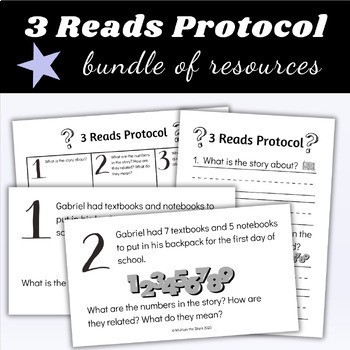 Preview of 3 Reads Protocol Math Word Problems Year Long Growing Bundle
