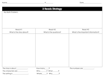 Preview of 3 Reads Strategy Organizer