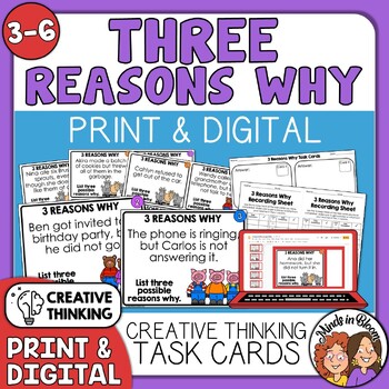 Preview of 24 Creative Thinking Task Cards - 3 Reasons Why - Lateral Thinking