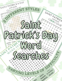 3 Saint Patrick's Day Word Search Puzzles!