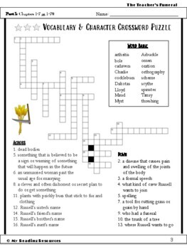 3 Section Quizzes 3 Crossword Puzzles: The Teacher s Funeral (Print