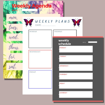 Preview of 3 Sets of Weekly Planner Printable To Do List, daily planner, Weekly Schedule