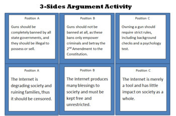 Preview of 3 Sides Argument Activity