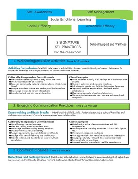 Preview of 3 Signature SEL Practices for your classroom. Please read description.