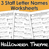 Halloween Staff Letter Names Worksheets - Lines and Spaces