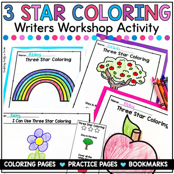 Preview of 3 Star Coloring Beginning of the Year Kindergarten Writing Activity