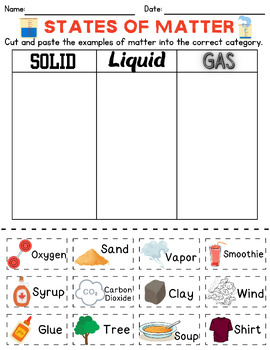 3 States of Matter Cut & Paste Activity by Connor Gilligan | TPT